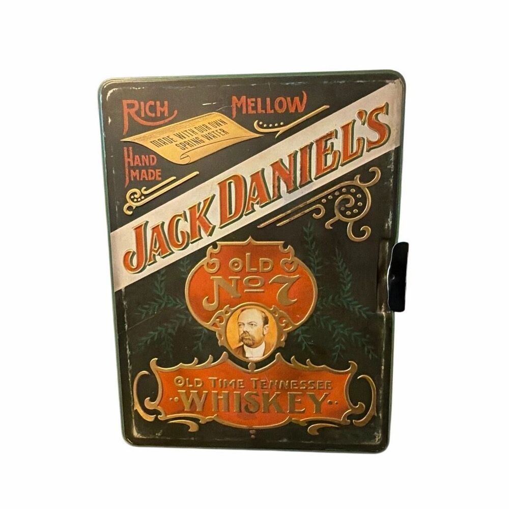 Vintage Jack Daniel's Tin, Old No. 7 Whiskey, Hinged Barware collectible